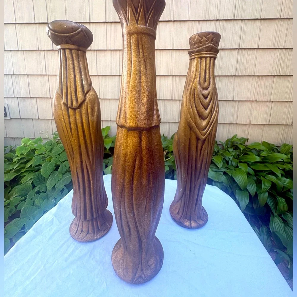 Vintage Three Wisemen Ceramic Hobbiest Gold MCM Christmas Decor